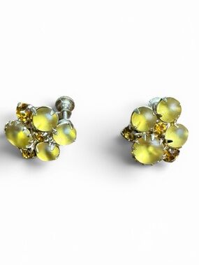 Vintage Golden Cluster Screw Back Earrings - Frosted